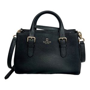 Kate Spade black leather purse with gold metal details